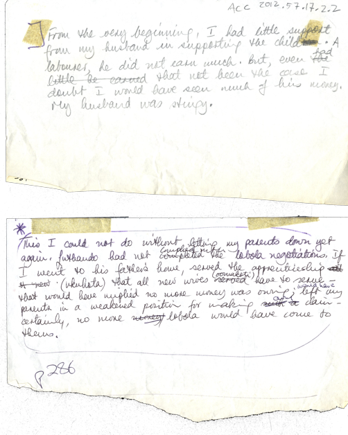 Sindiwe Magona Collection. Handwritten corrections, 'To My Children's Children'.